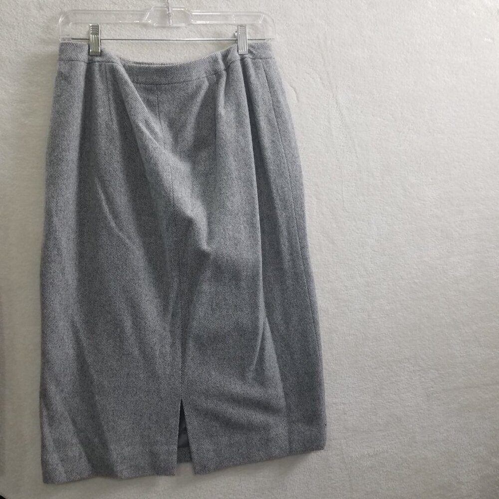 LAUREN RALPH LAUREN Tweed Wool Blend Front Zipper Gray straight skirt Size 10 - Picture 2 of 8